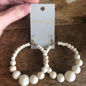 Stone & Stick white wooden earrings